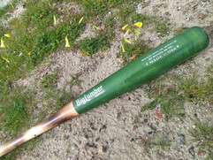 Solid maple baseball bat with ink dot test